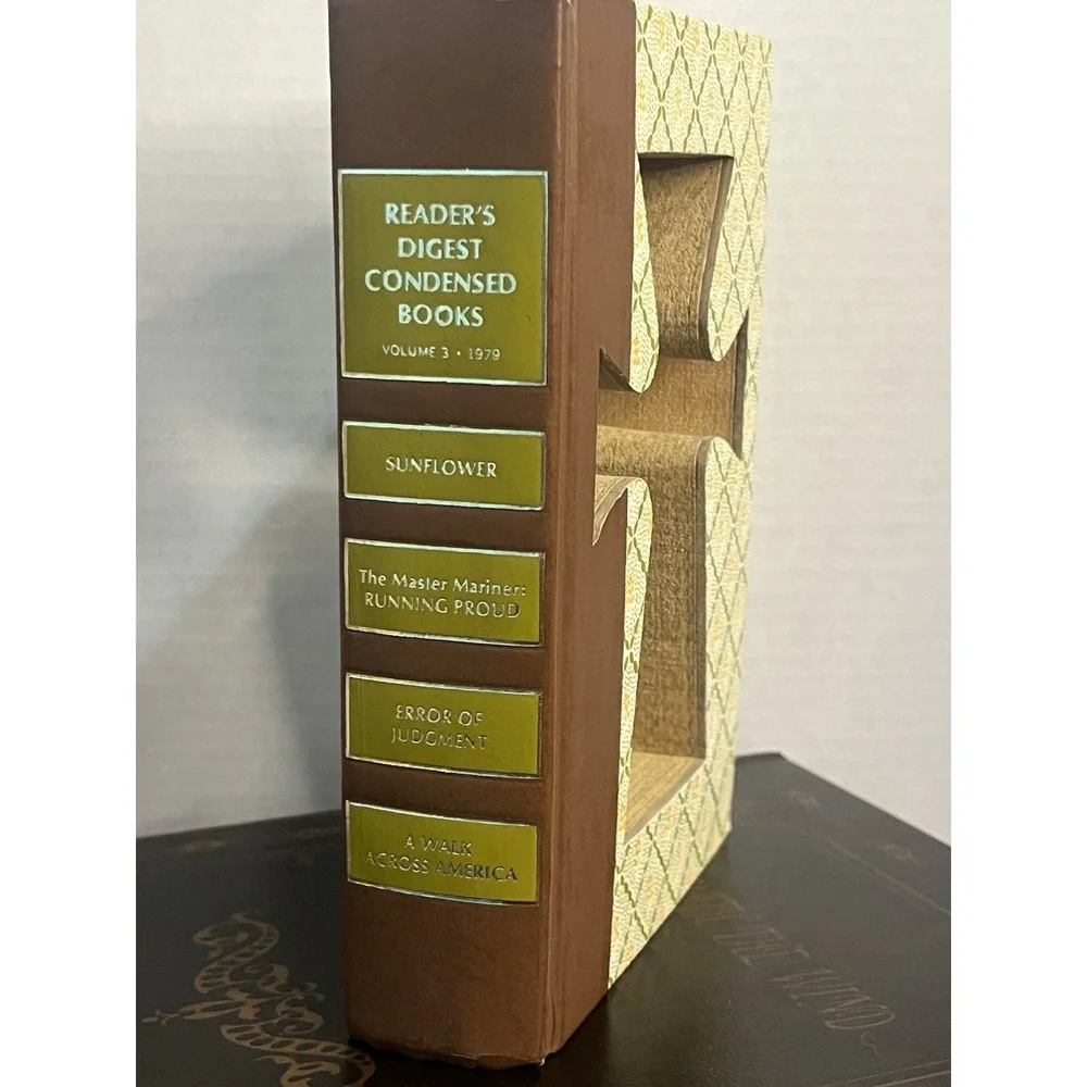 Cross Cut Readers Digest Condensed Book Collectible Display Decor Green‎ Brown